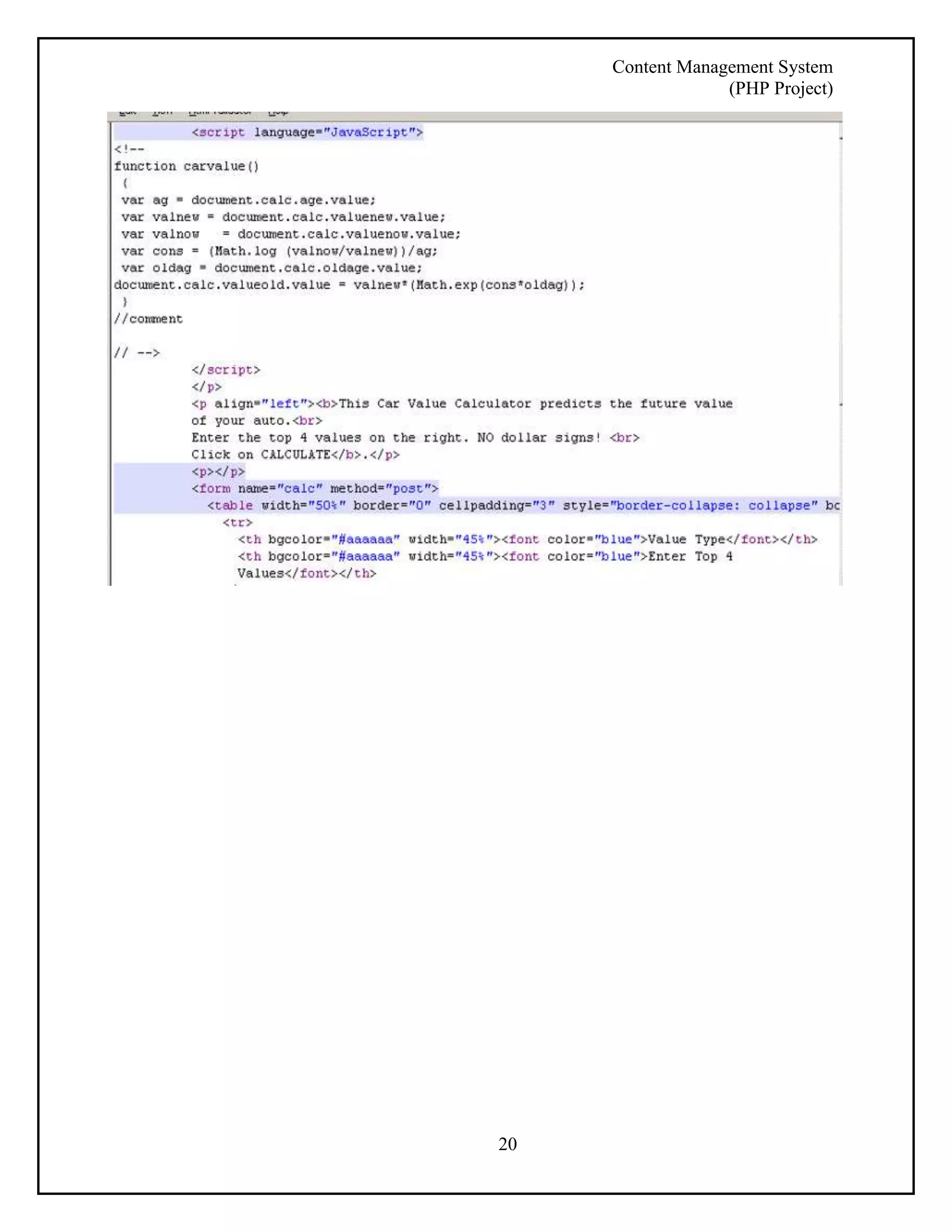 Content Management System 
(PHP Project) 
20 
 