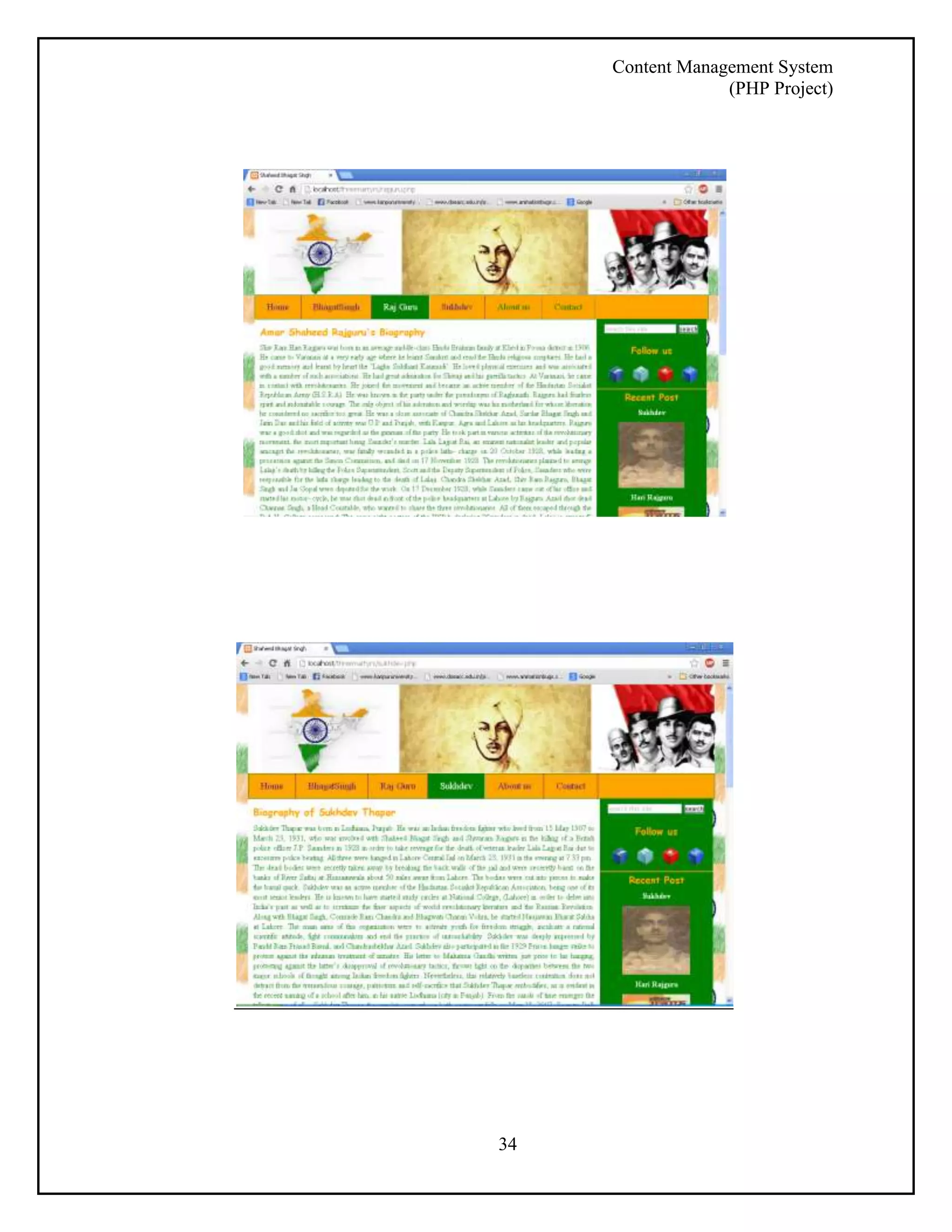 Content Management System 
(PHP Project) 
34 
 