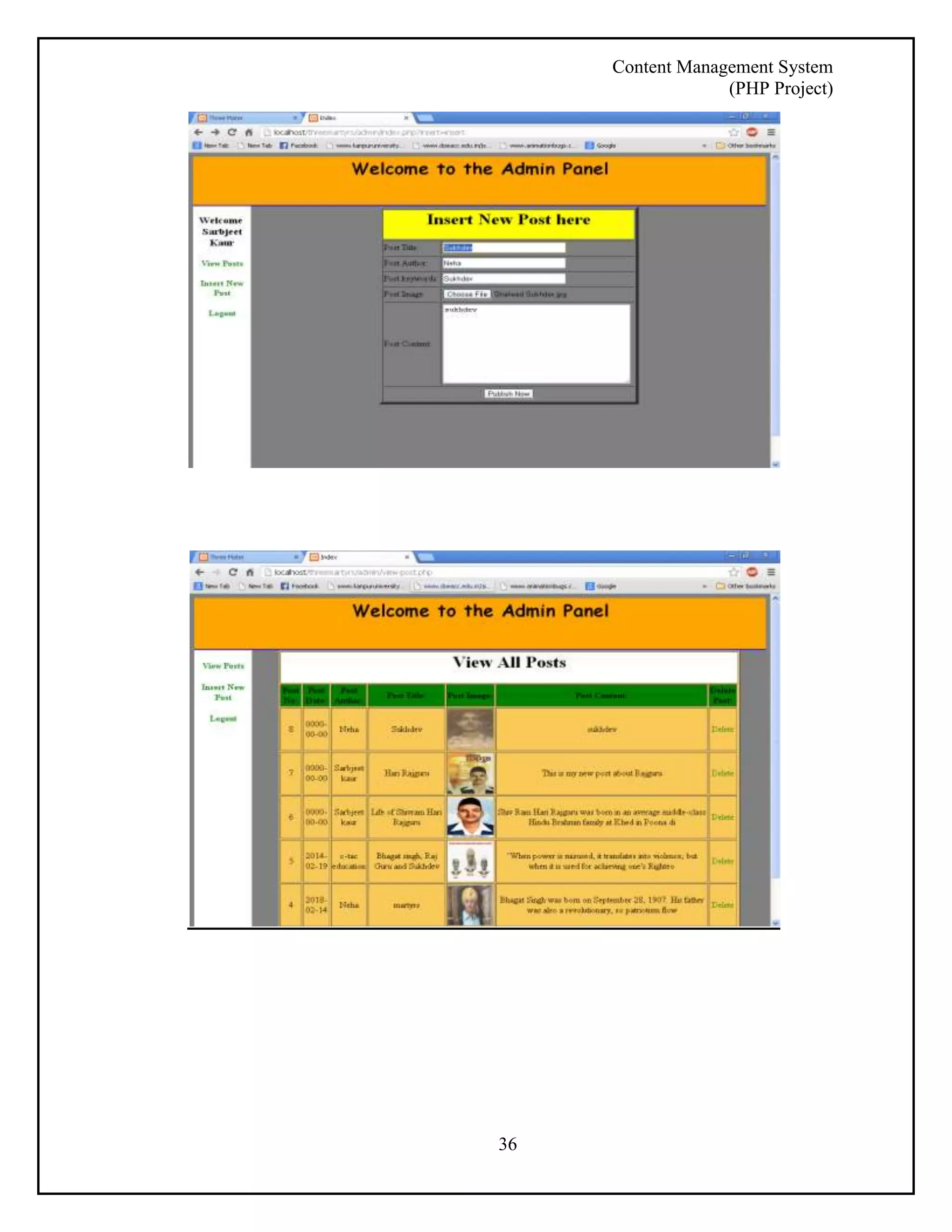 Content Management System 
(PHP Project) 
36 
 