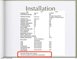 Installation




vendredi 13 novembre 2009                  60
 