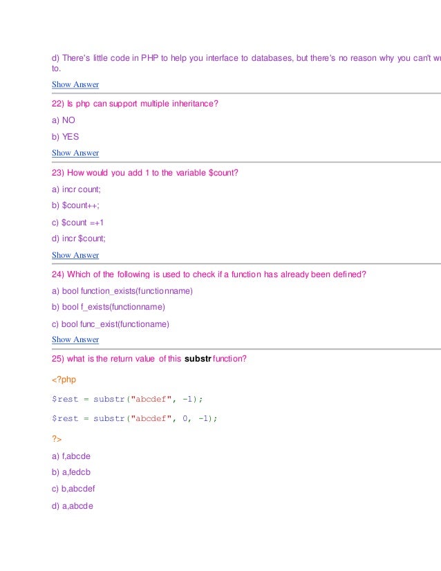 Php questions and answers