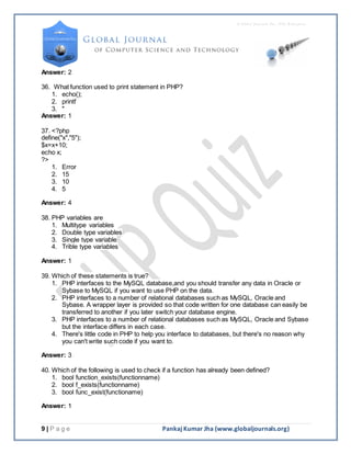 PHP Technical Questions | PDF