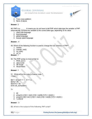 PHP Technical Questions | PDF