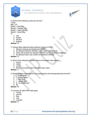 PHP Technical Questions | PDF