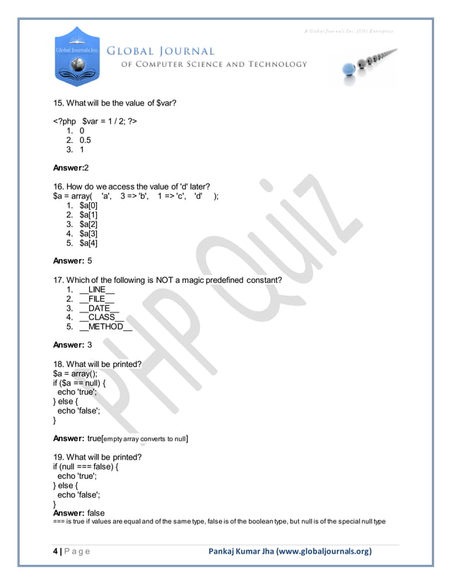 PHP Technical Questions