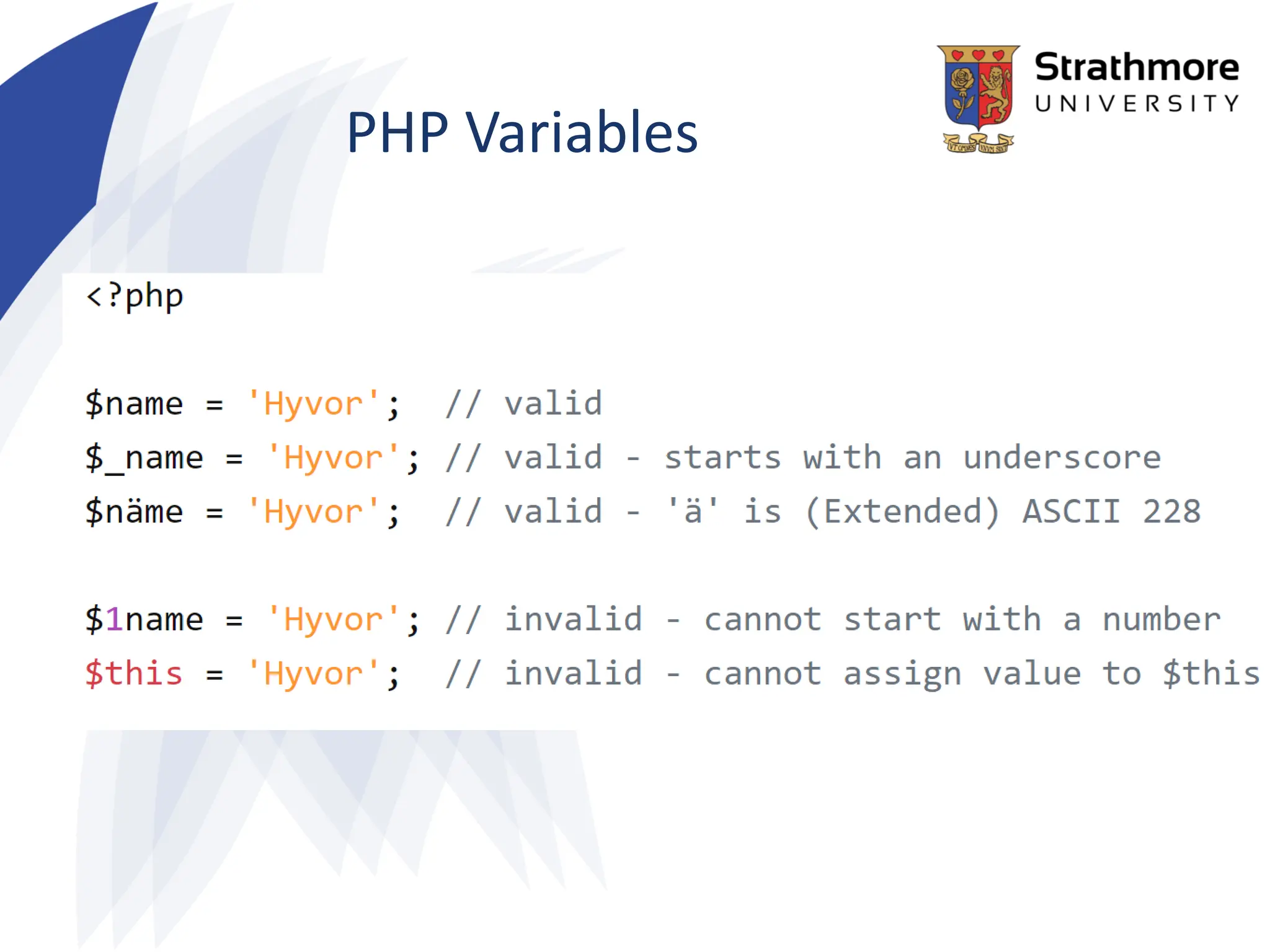 PHP Variables
 