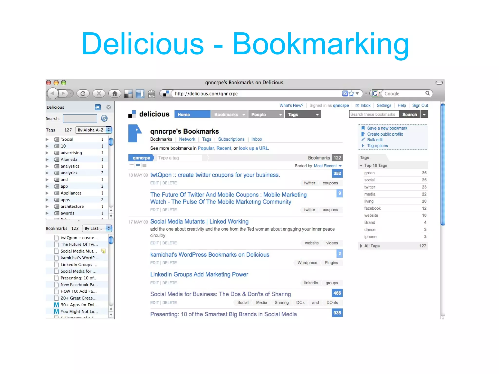 Delicious - Bookmarking 