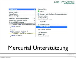 Mercurial Unterstützung
                                       www.lightwerk.com

Montag, 28. Februar 2011                                   13
 