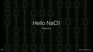 @adam_englander
Hello NaCl!
(Sodium)
 