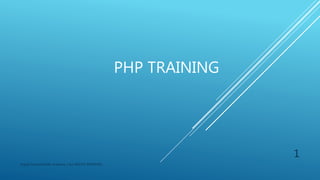 PHP TRAINING
Digital Education(DE) Academy | ALL RIGHTS RESERVED.
1
 