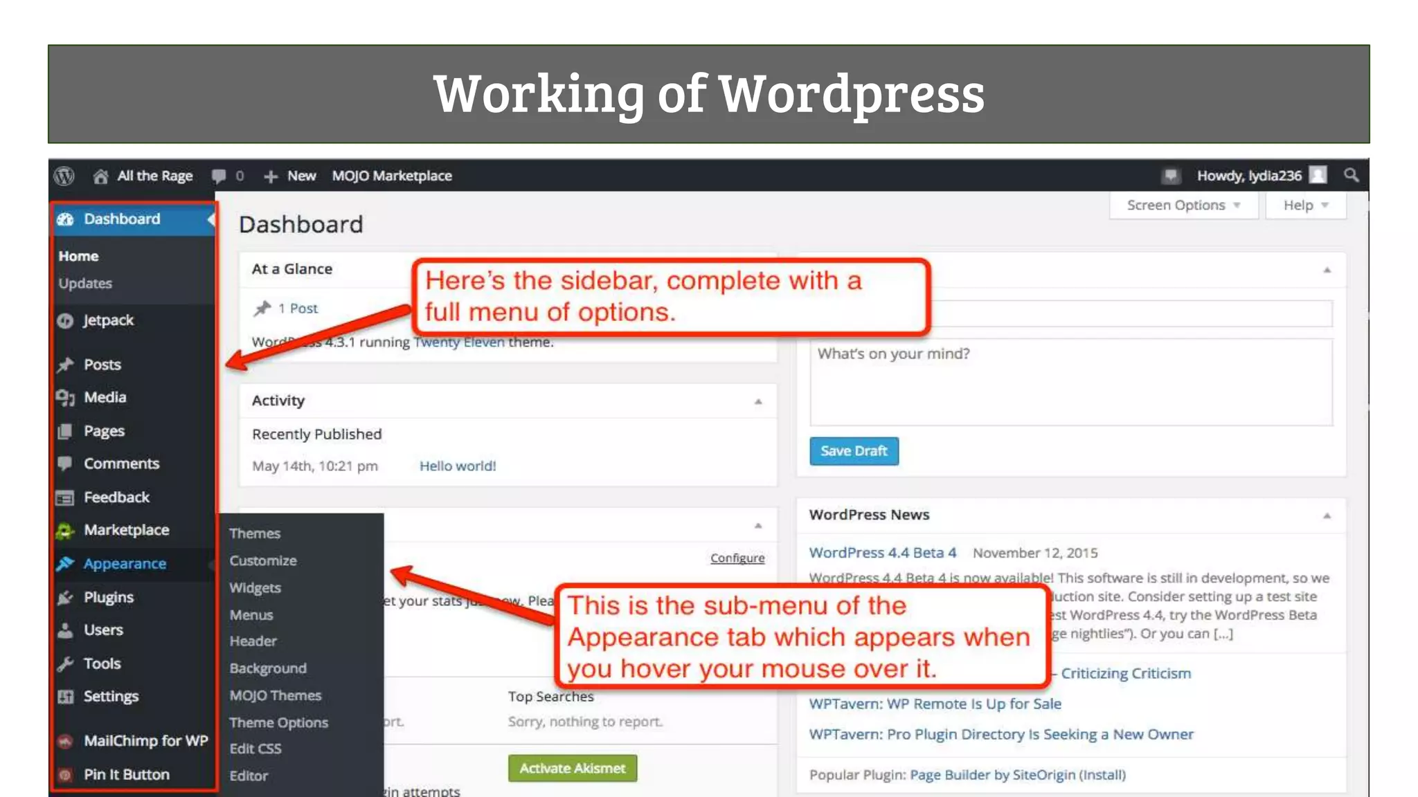 Working of Wordpress
 