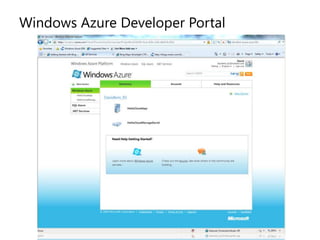 Windows Azure Developer Portal