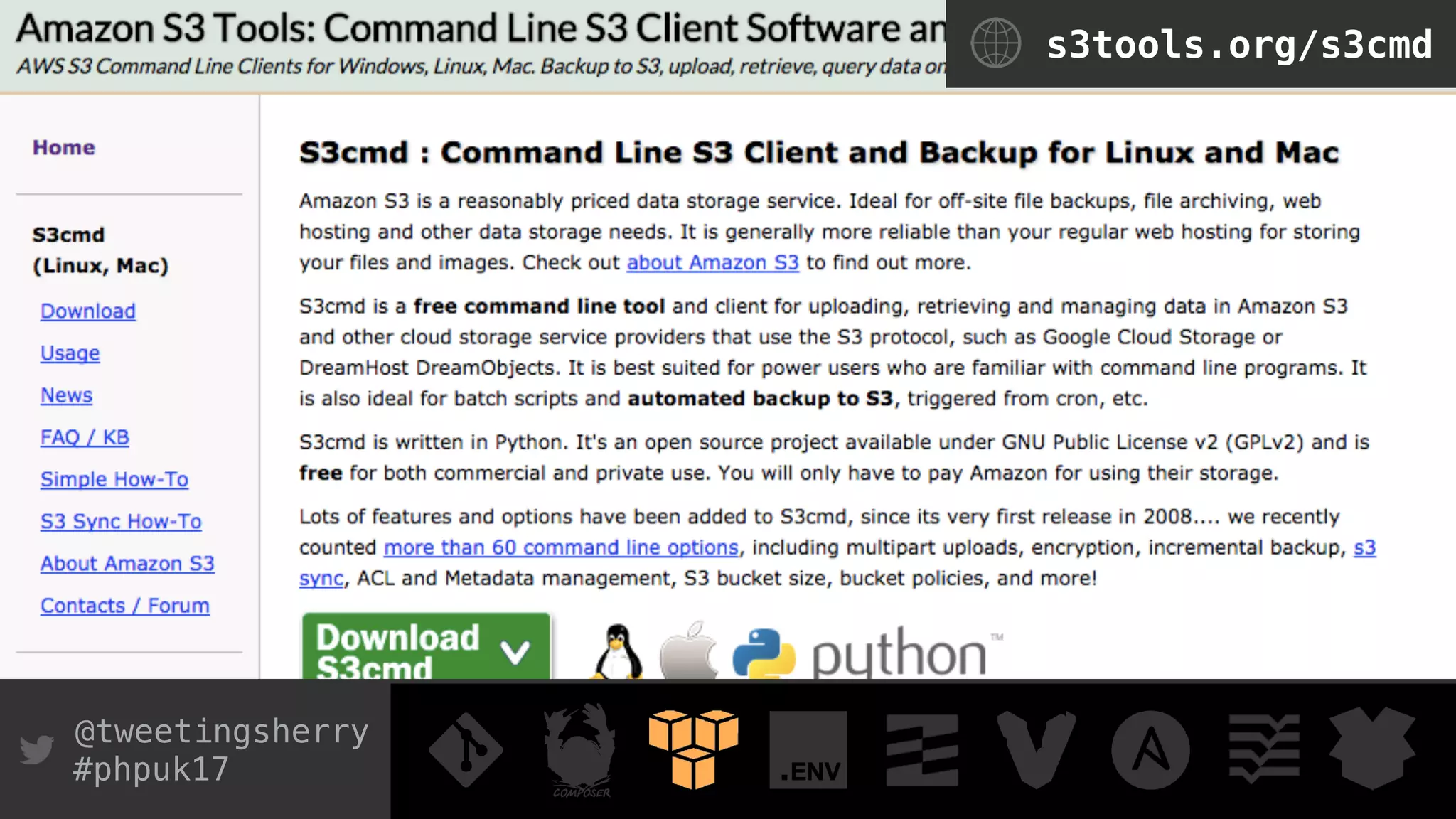 @tweetingsherry
#phpuk17
s3tools.org/s3cmd
 