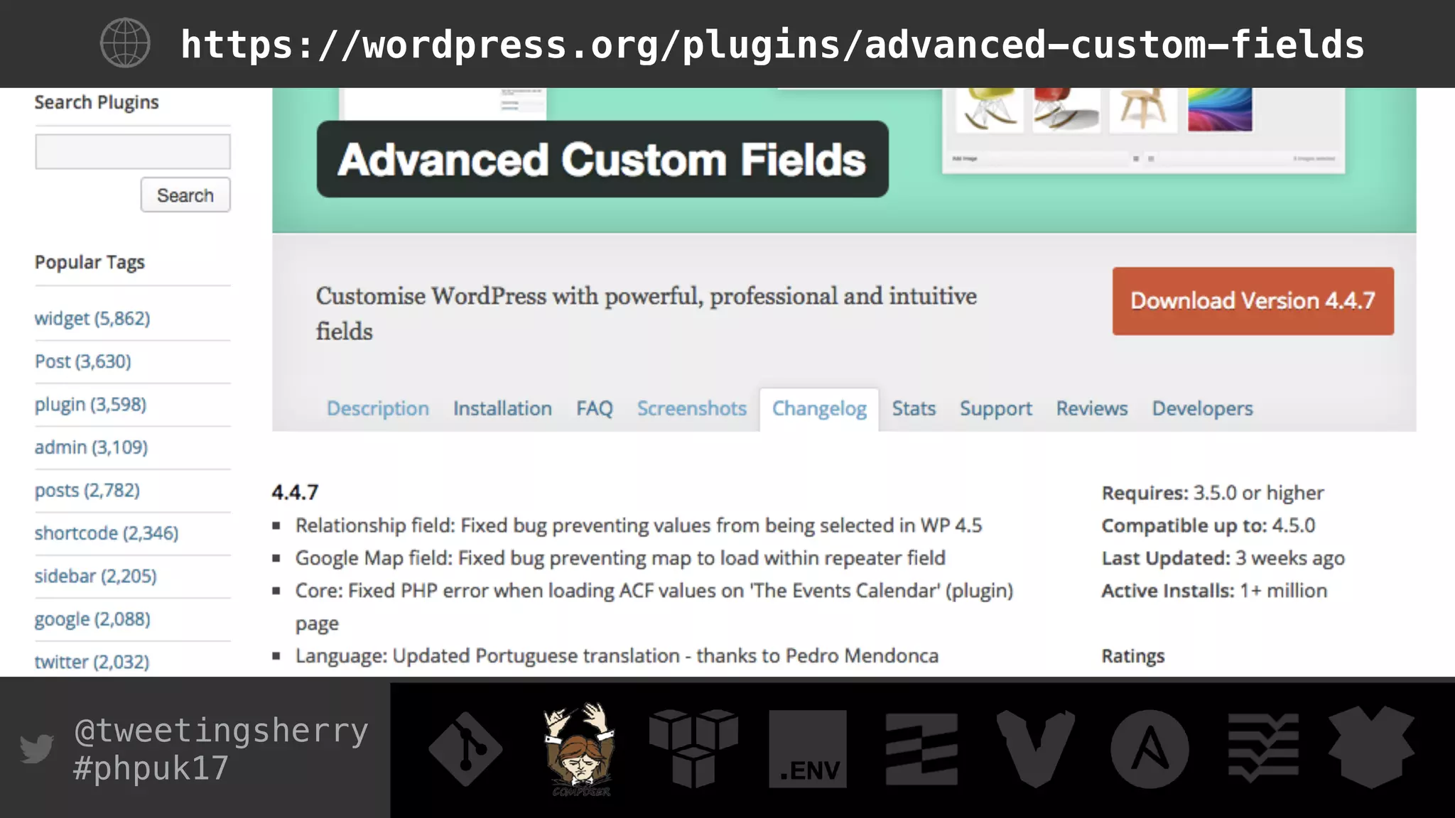 @tweetingsherry
#phpuk17
https://wordpress.org/plugins/advanced-custom-fields
 