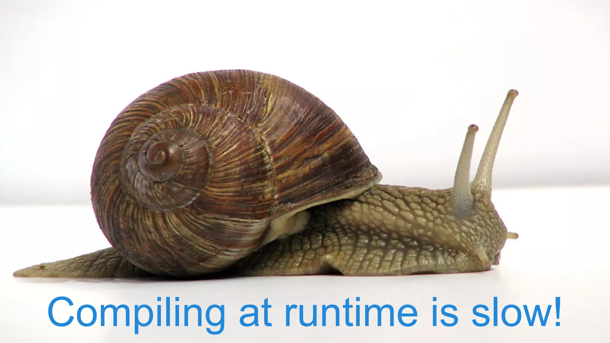Compiling at runtime is slow!
 