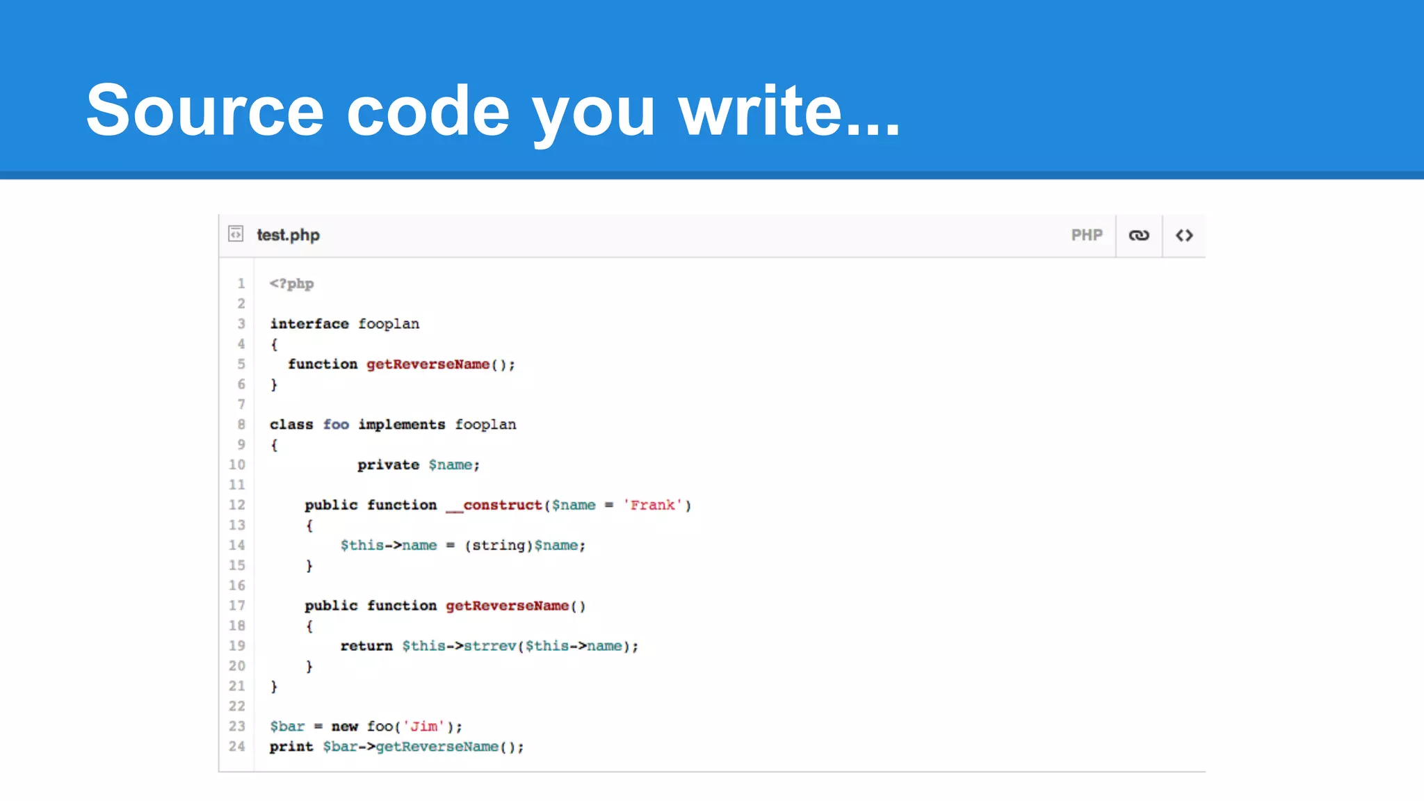 Source code you write...
 