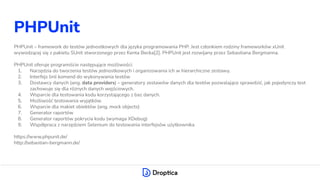 PHPUnit - jak zacząć pisać testy automatyczne [PL] | PDF