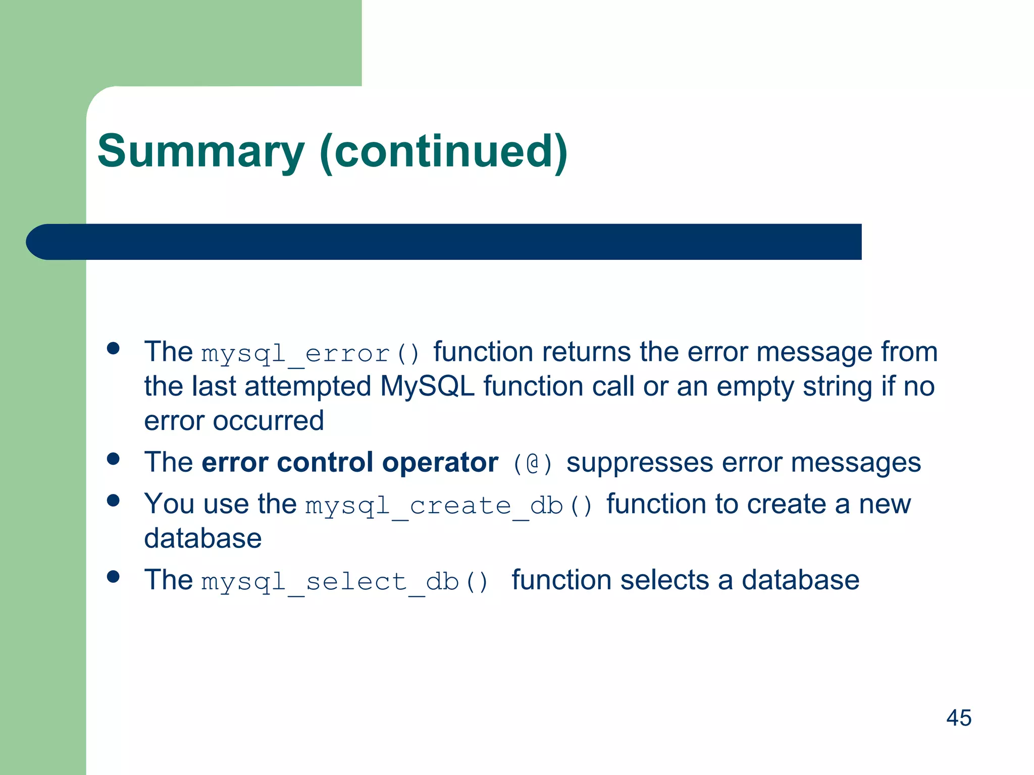 Php with MYSQL Database | PPT