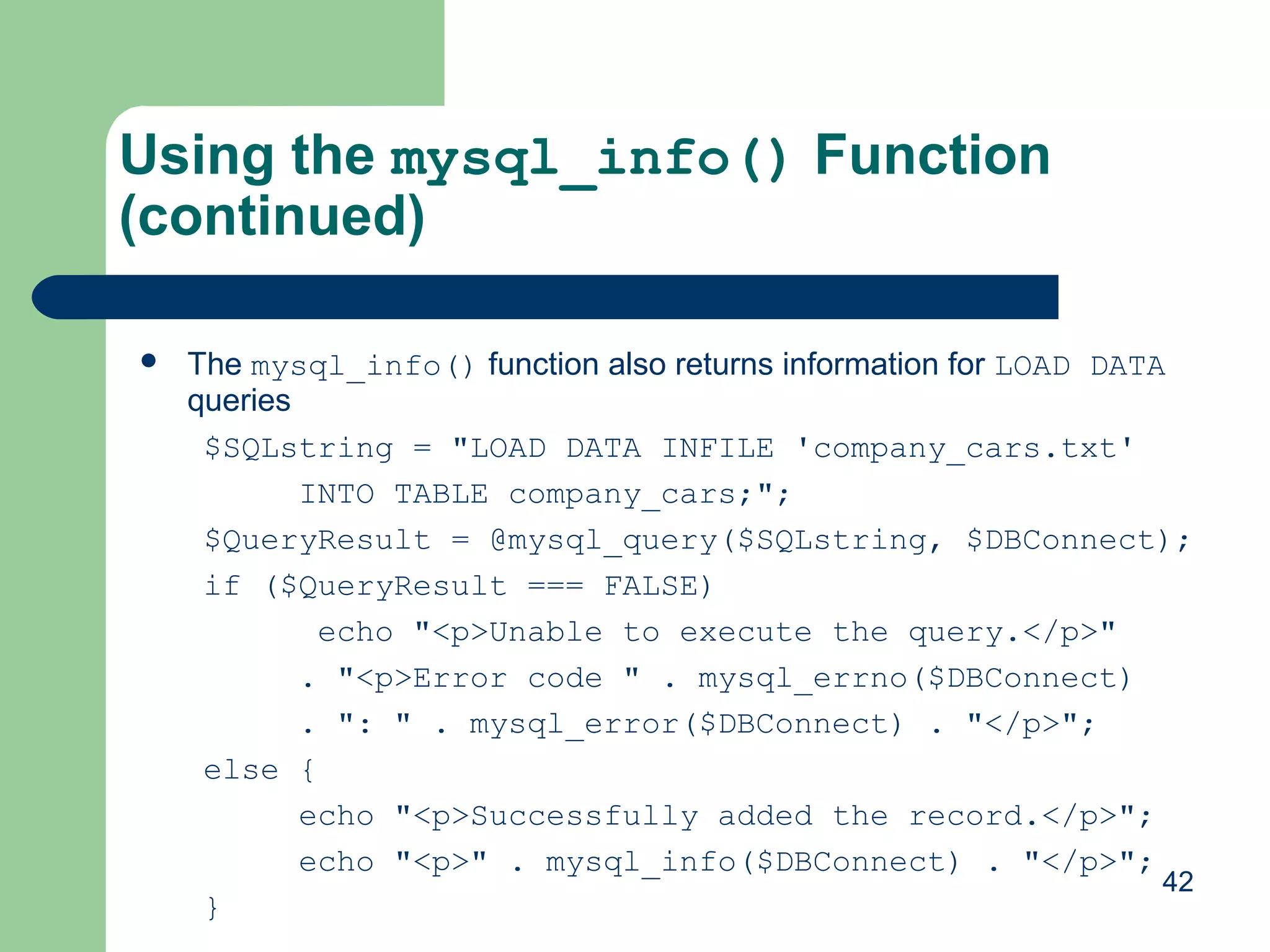 Php with MYSQL Database