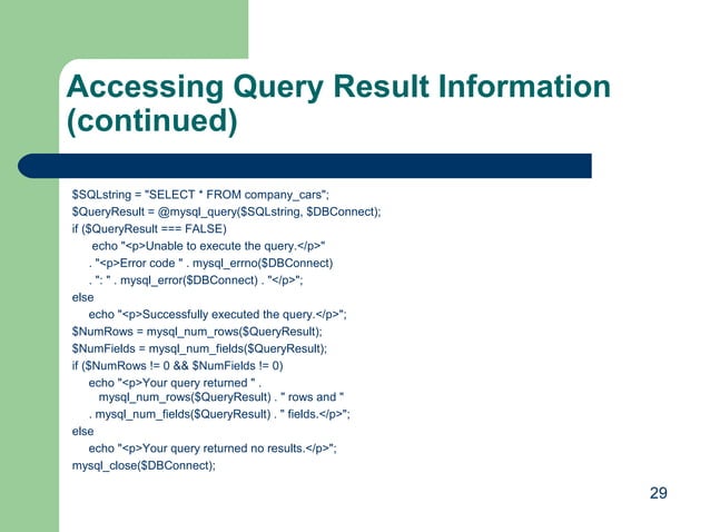 Php with MYSQL Database