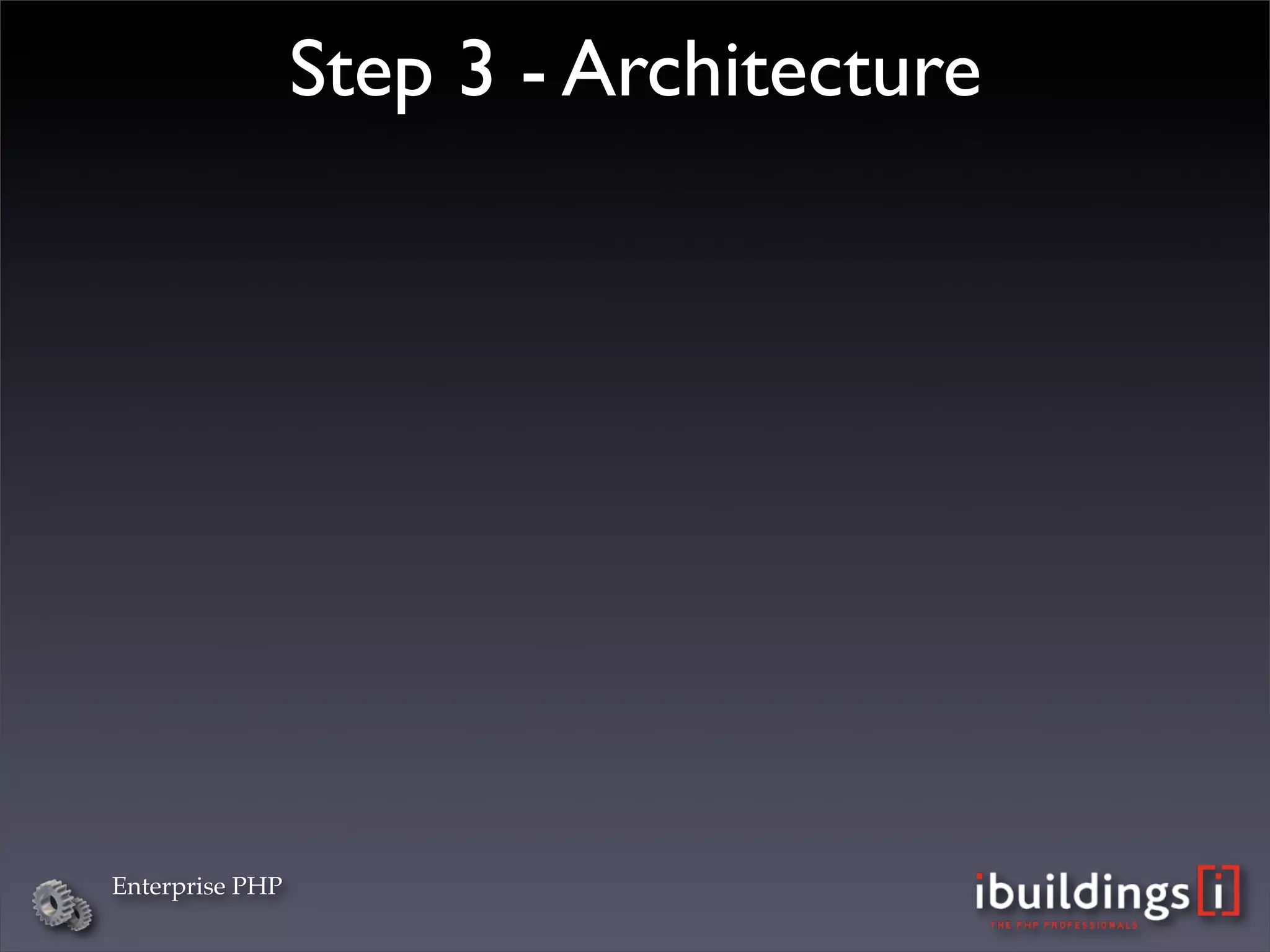 Step 3 - Architecture




Enterprise PHP
 
