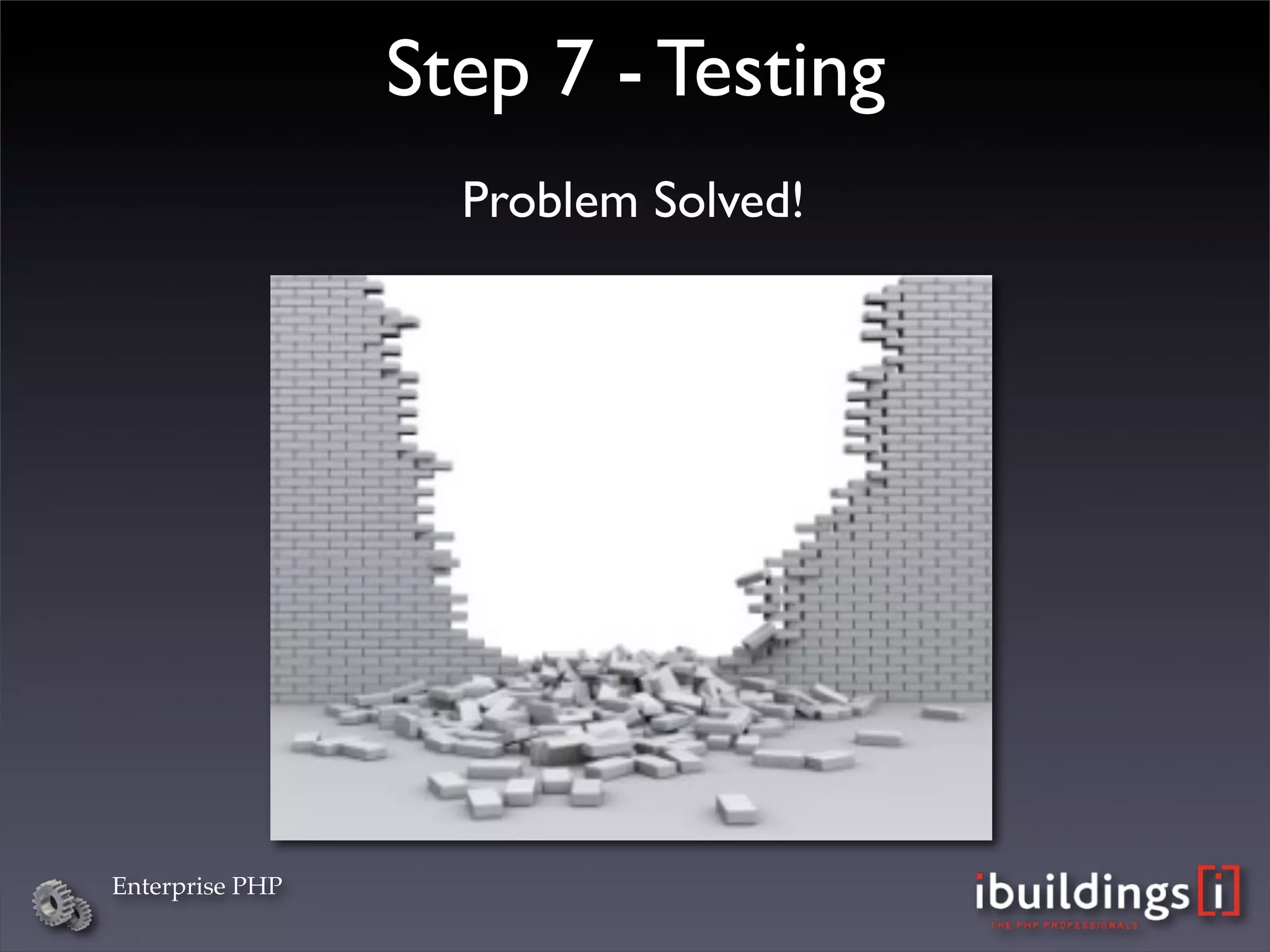 Step 7 - Testing
                   Problem Solved!




Enterprise PHP
 