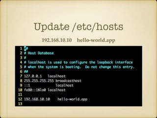 Update /etc/hosts
192.168.10.10 hello-world.app
 