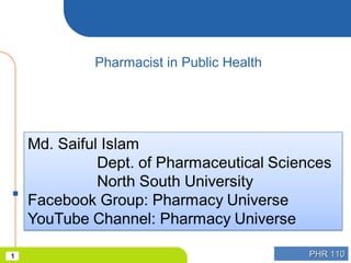PHR 110PHR 1101
Pharmacist in Public Health
 