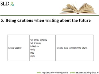 5. Being cautious when writing about the future5. Being cautious when writing about the future
 