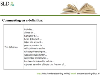 Commenting on a definition:Commenting on a definition:
 