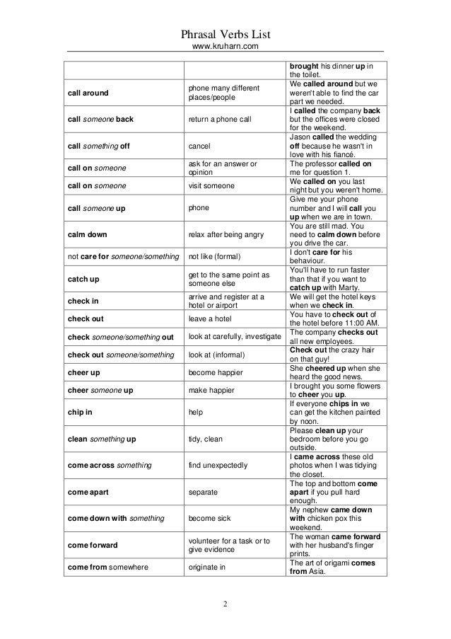 List Of Phrasal Verbs Pdf