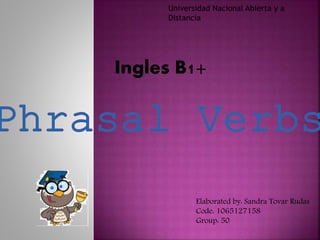 Elaborated by: Sandra Tovar Rudas
Code: 1065127158
Group: 50
Ingles B1+
Universidad Nacional Abierta y a
Distancia
 