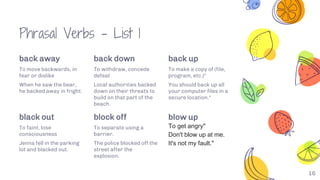 English Grammar - Phrasal Verbs - List of 100 words | PPTX