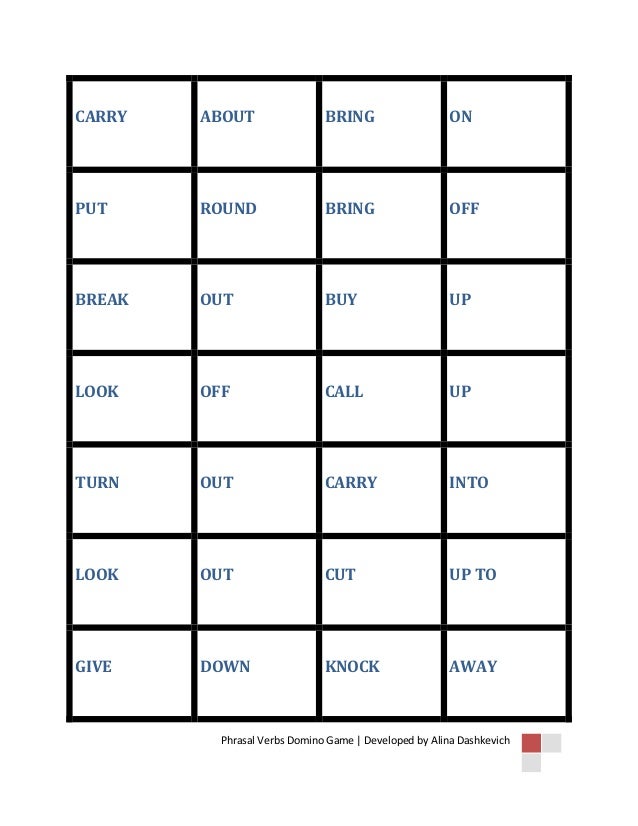 esl game phrasal verbs domino