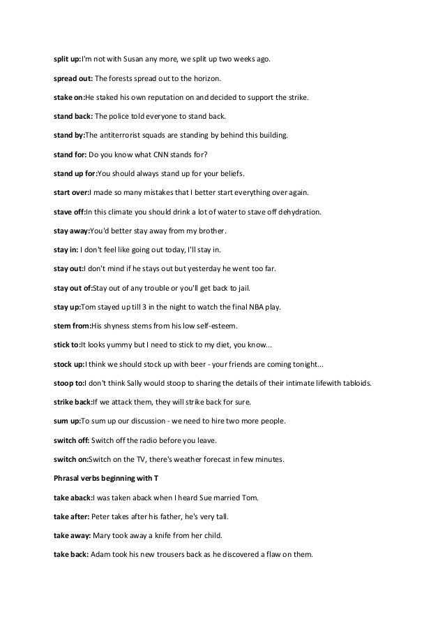 Phrasal verbs A to Z list Phrasal verbs A to Z list