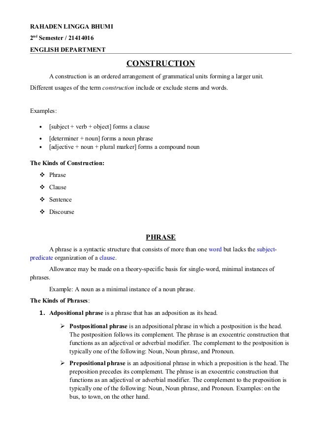 Construction Linguistics