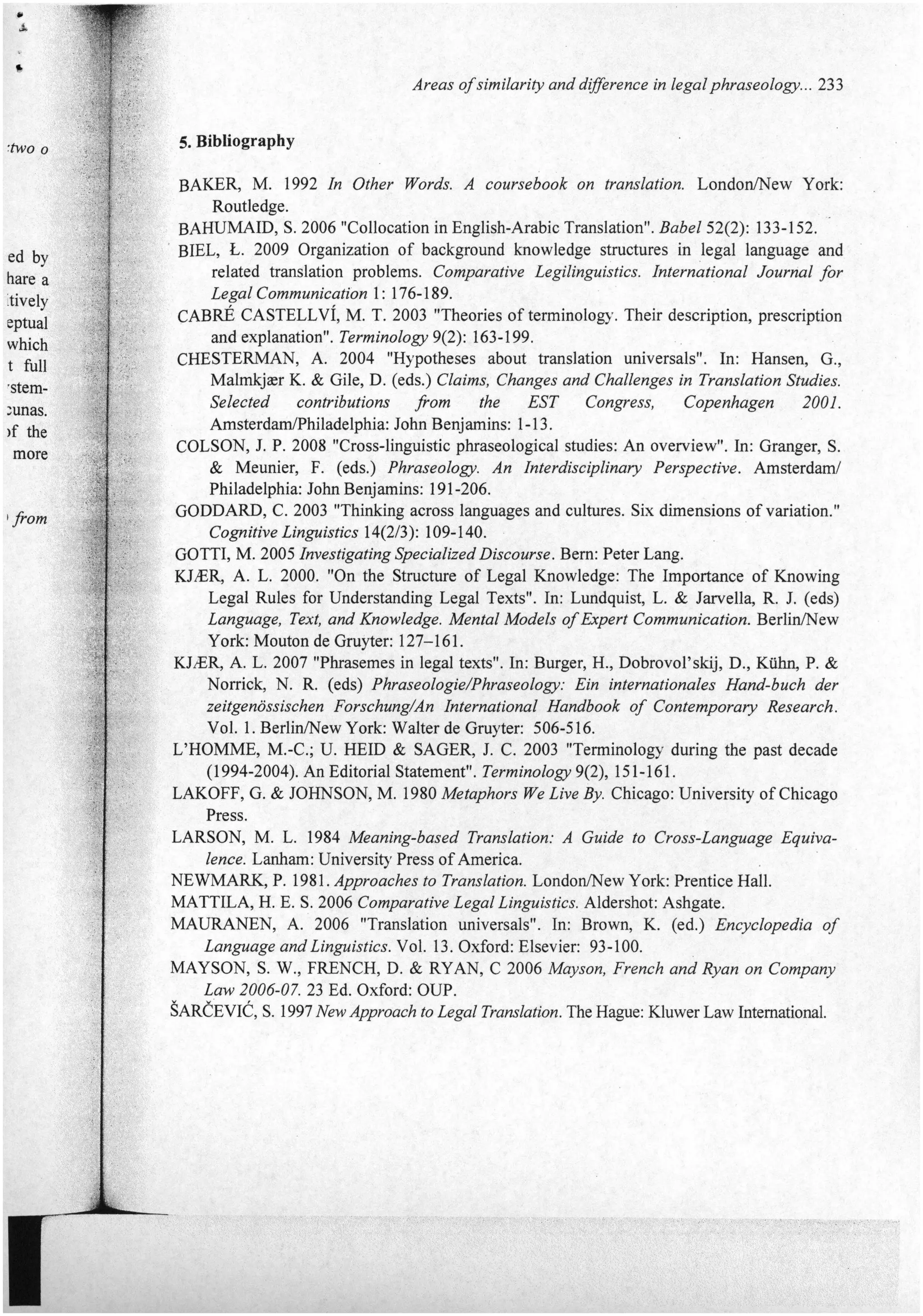 Areas of similarity and difference in legal phraseology: collocations of key terms in UK and Polish company law