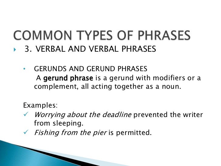 Verbal Phrase Worksheet With Answrs