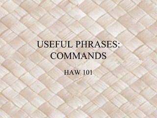 USEFUL PHRASES:
COMMANDS
HAW 101
 