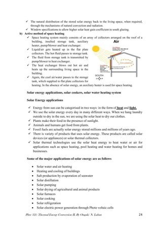 SOLAR ENERGY THERMAL CONVERSION TECHNOLOGIES | PDF