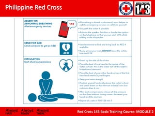 Philippine Red Cross
Always Always Always
FIRST READY THERE
Red Cross 143 Basic Training Course: MODULE 2
 