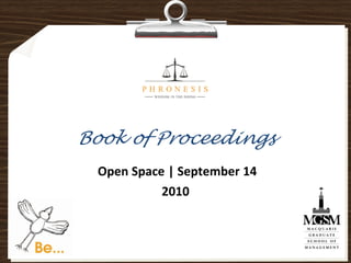 Book of Proceedings
  Open Space | September 14
            2010
 