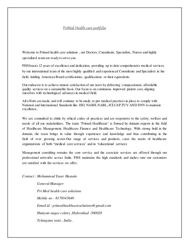 PriMed health care portfolio