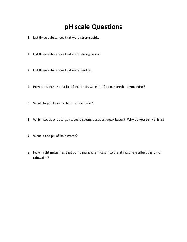 p h scale questions