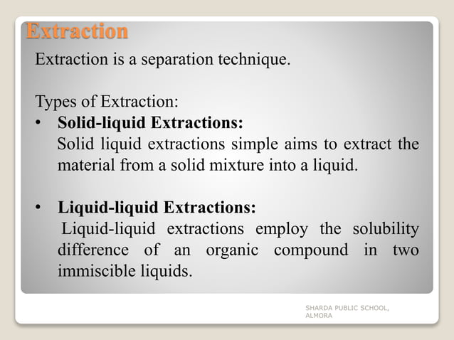 Separation and Purification of organic compounds