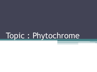 Topic : Phytochrome
 