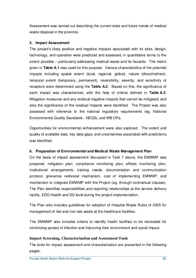 Environmental and Medical Waste Management Plan Punjab Health Secto…
