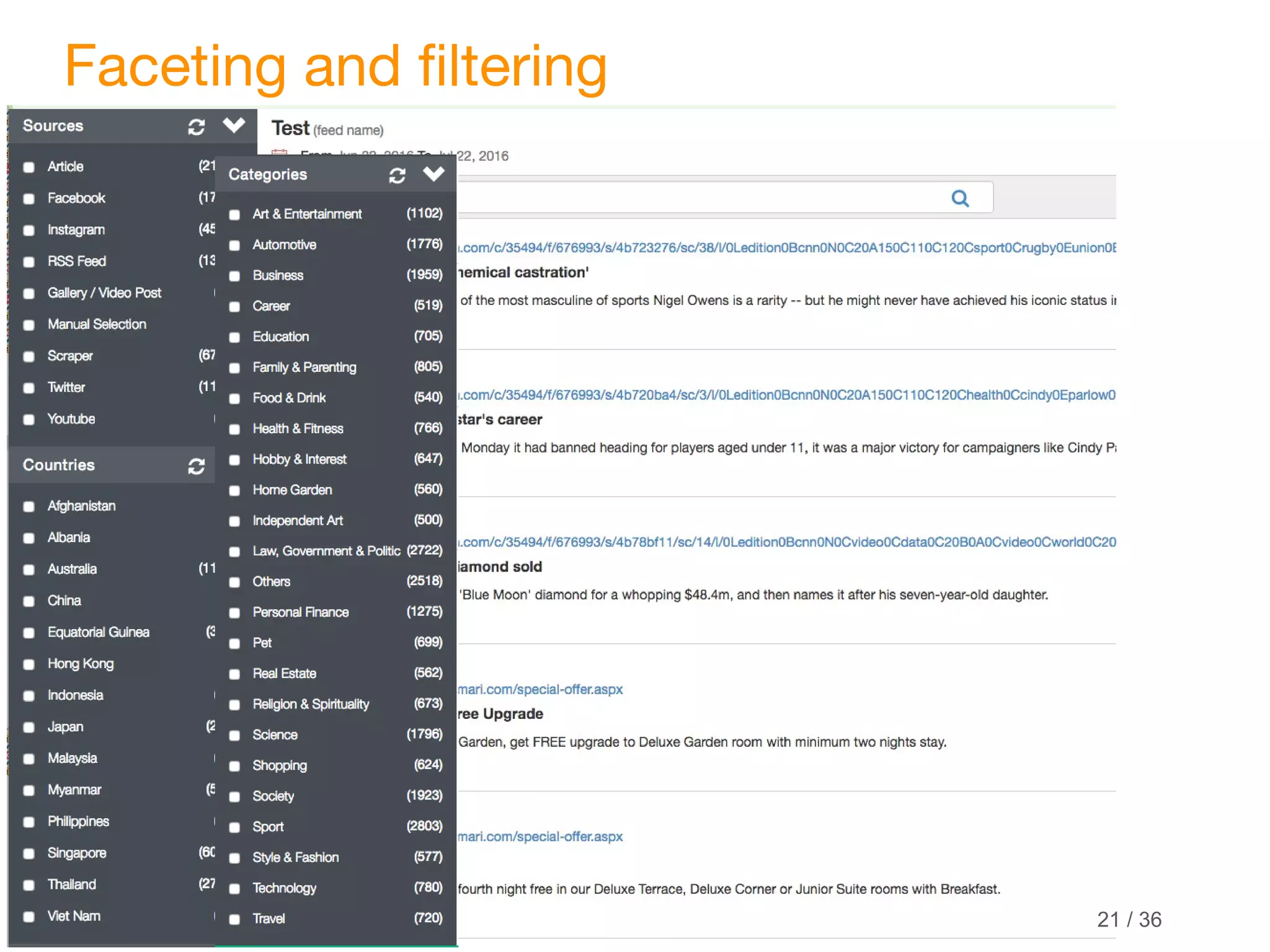 © 2016 Knorex Faceting and filtering 21 / 36 