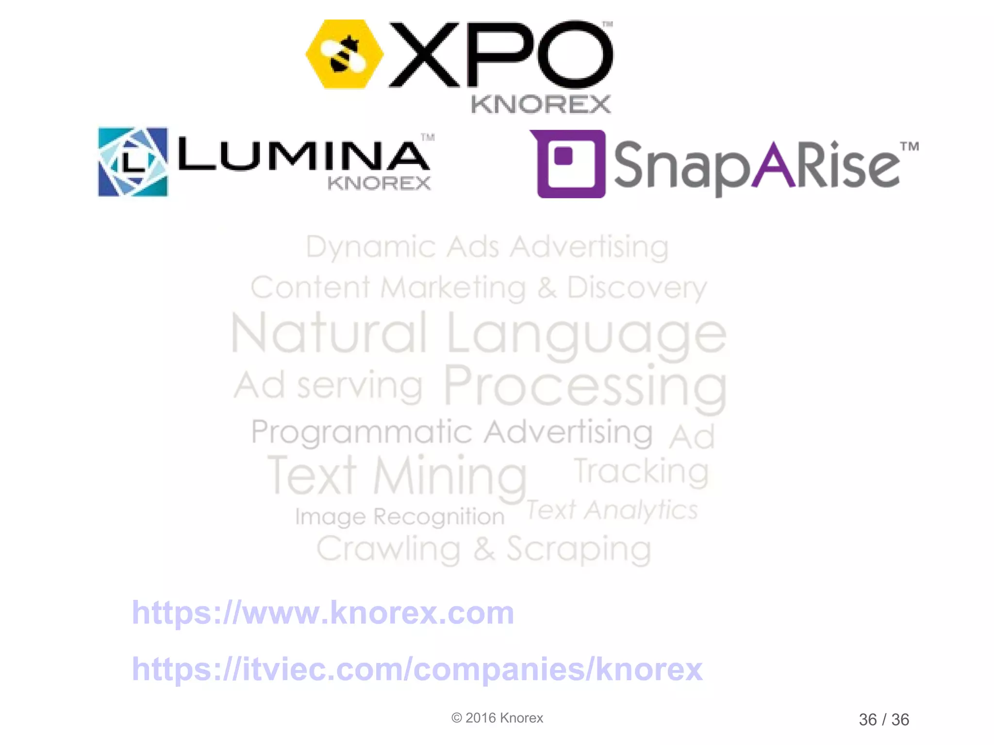 © 2016 Knorex https://www.knorex.com https://itviec.com/companies/knorex 36 / 36 