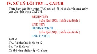Comprehensive Guide to T-SQL Control Structures and Error Handling | PDF